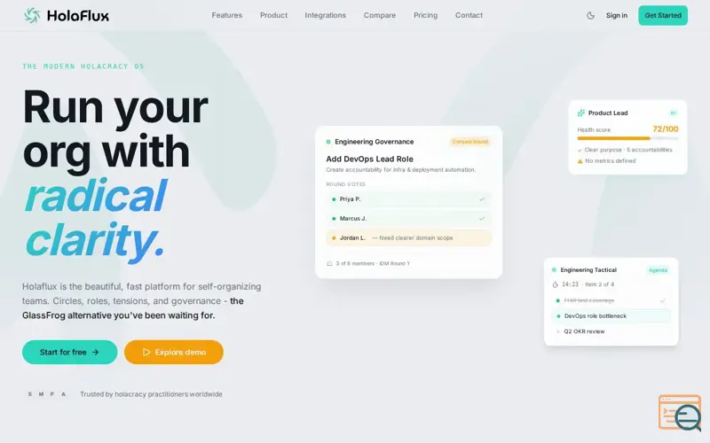 Screenshot of HolaFlux - The modern holacracy OS