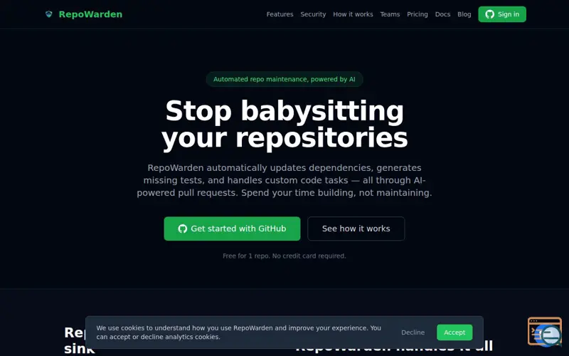 Screenshot of RepoWarden