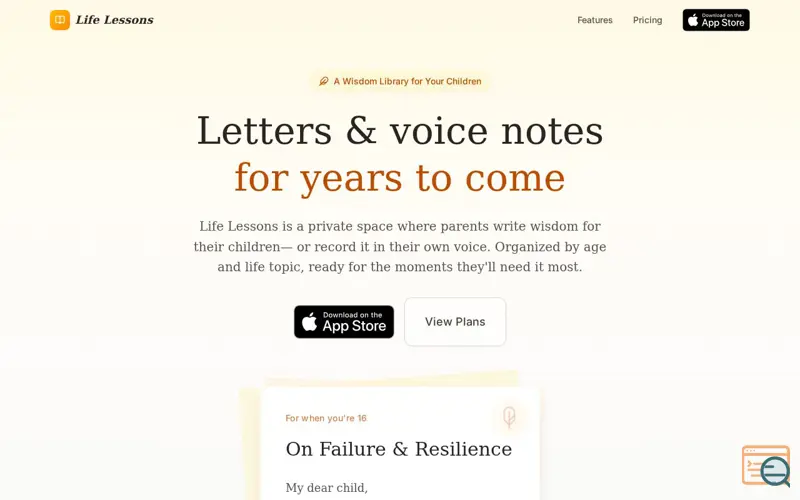 Screenshot of Life Lessons — Family Wisdom