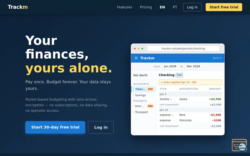Screenshot of Trackm - Personal Finance Tracker