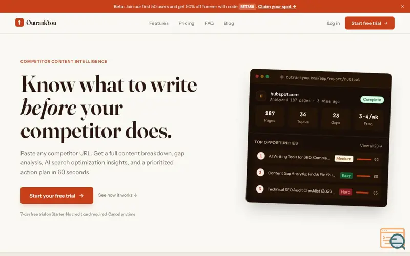 Screenshot of Outrank