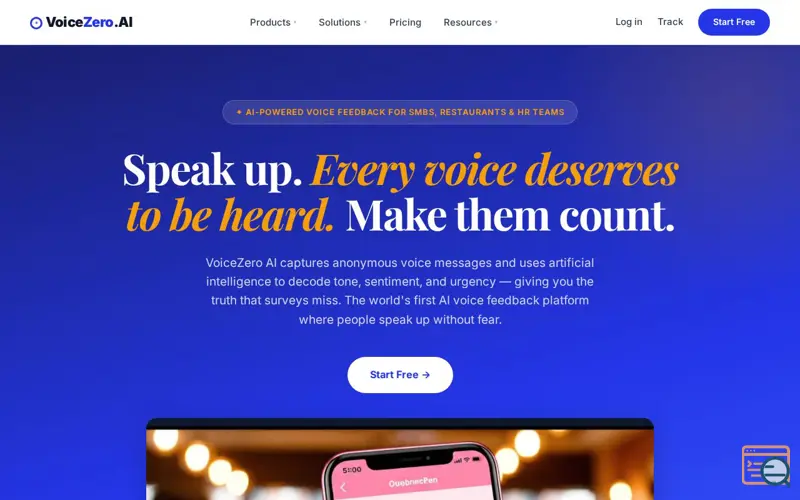 Screenshot of VoiceZeroAI
