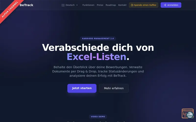Screenshot of BeTrack