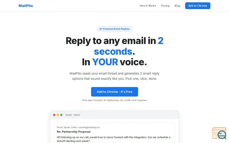 Screenshot of MailPilo