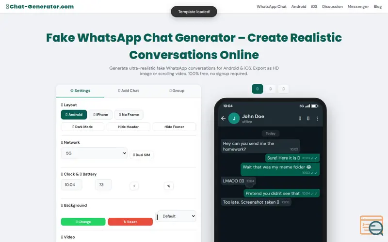 Screenshot of Chat Generator