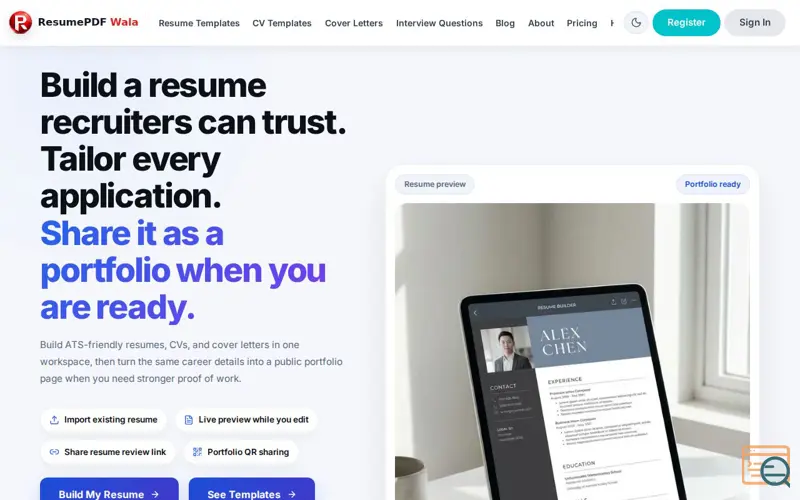 Screenshot of Free Resume Builder