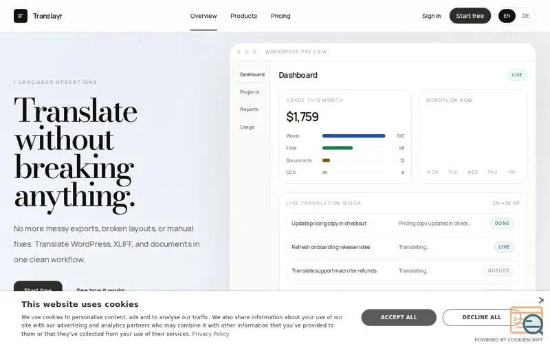 Screenshot of Translayr