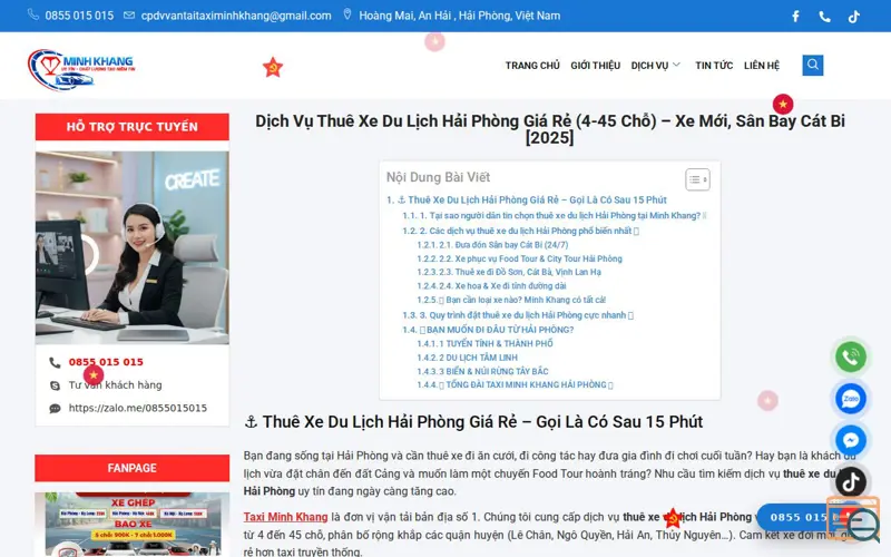 Screenshot of Minh Khang Travel Service