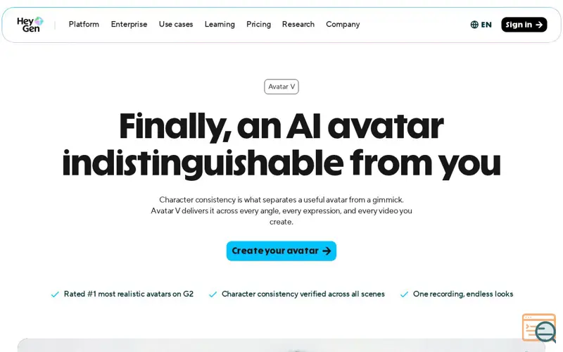 Screenshot of Avatar V by HeyGen