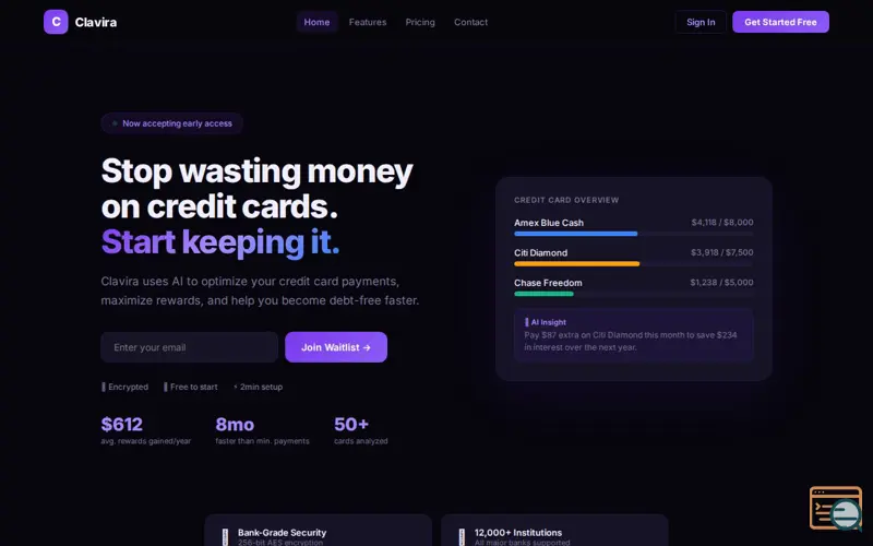 Screenshot of Clavira Finance