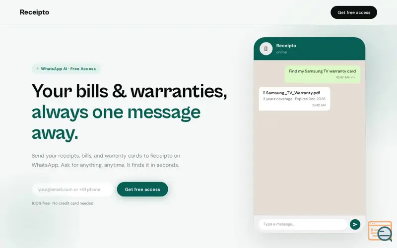 Screenshot of Receipto