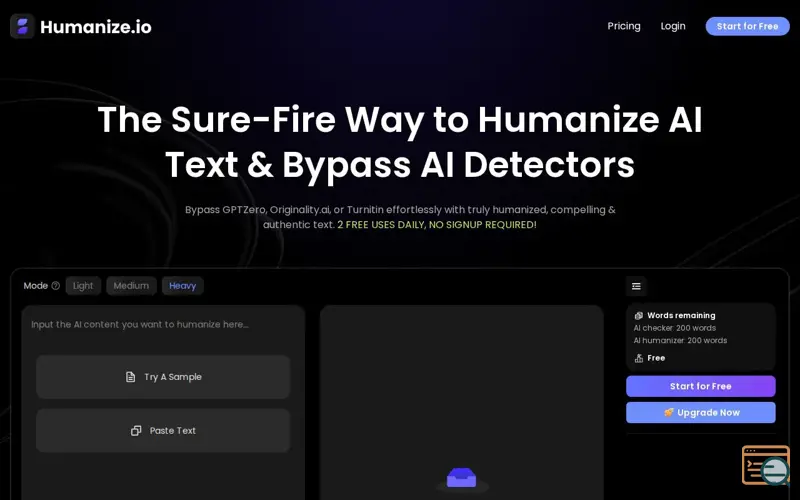Screenshot of Humanize.io