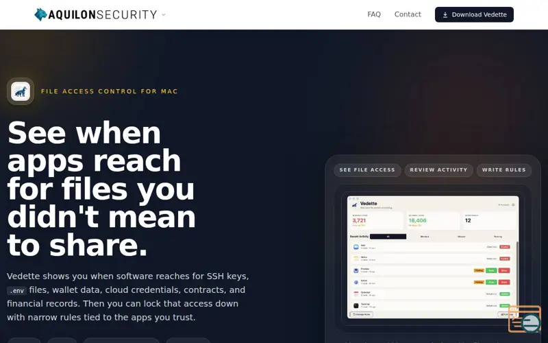 Screenshot of Vedette a macOS File Firewall