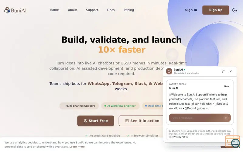 Screenshot of BuniAI