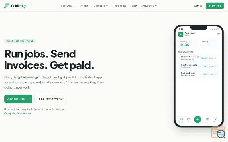 Screenshot of FieldLedgr 