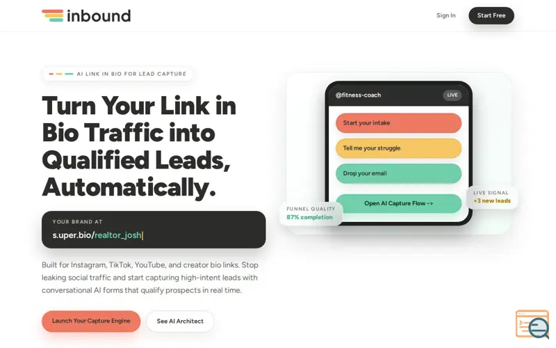 Screenshot of Inbound.Click