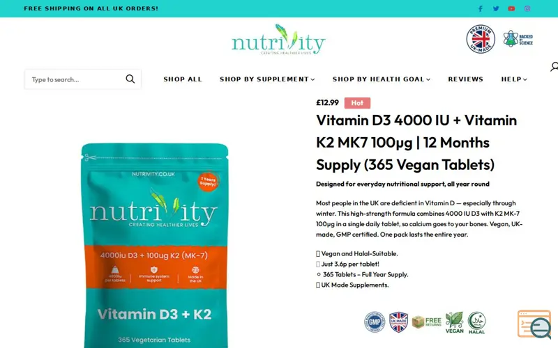 Screenshot of Nutrivity