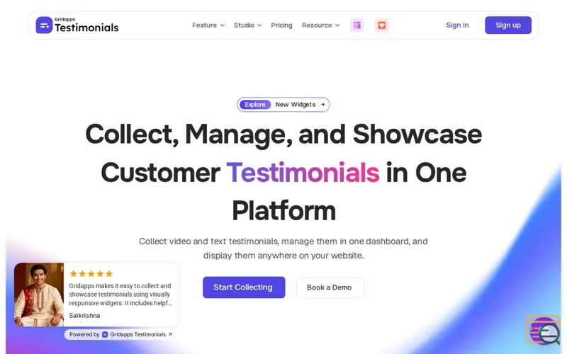 Screenshot of Gridapps Testimonials