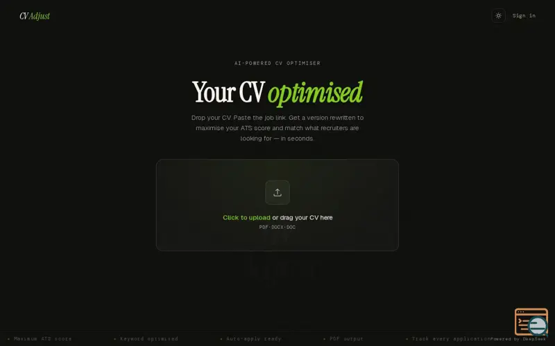 Screenshot of CV Adjust