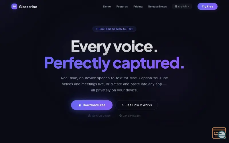 Screenshot of Glasscribe