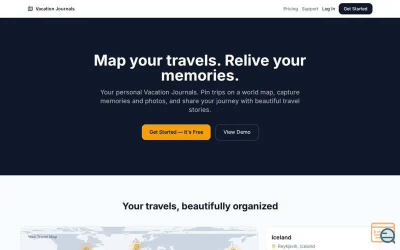 Screenshot of Vacation Journals