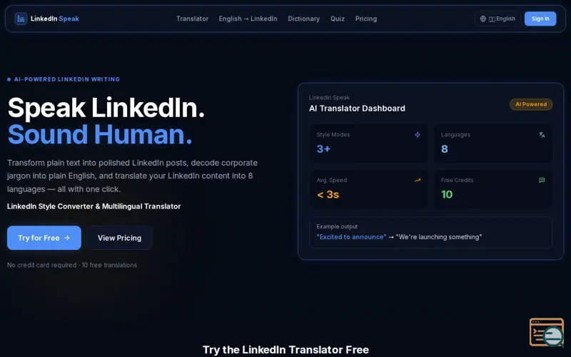 Screenshot of LinkedIn Speak