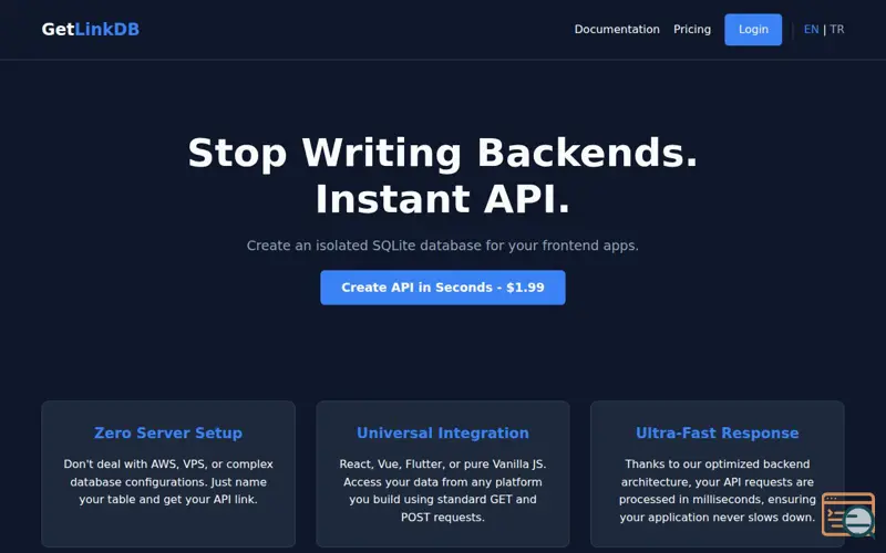 Screenshot of Getlink