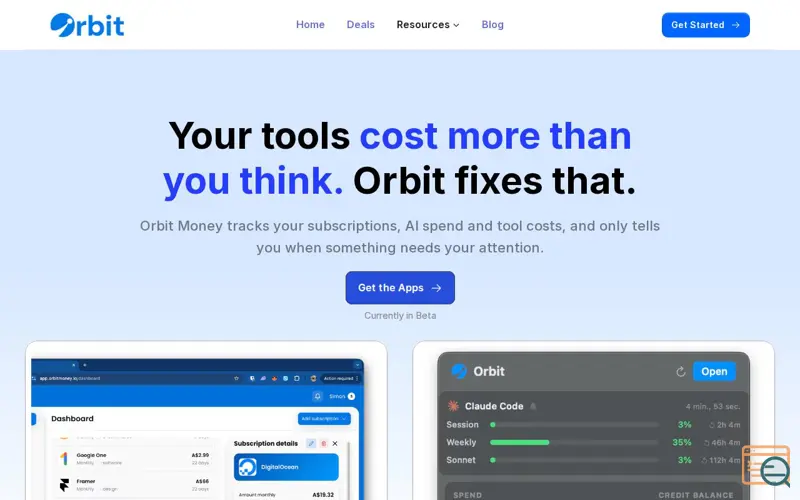 Screenshot of Orbit Money