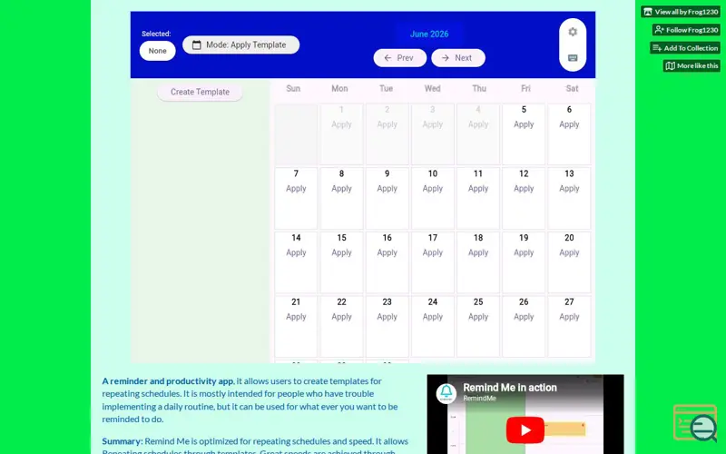 Screenshot of Remind Me: 24h Blueprint