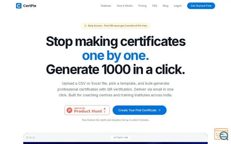 Screenshot of CertPie