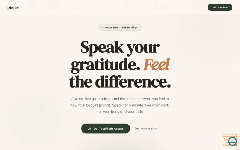 Screenshot of Photis — Speak It. See It. Feel It.