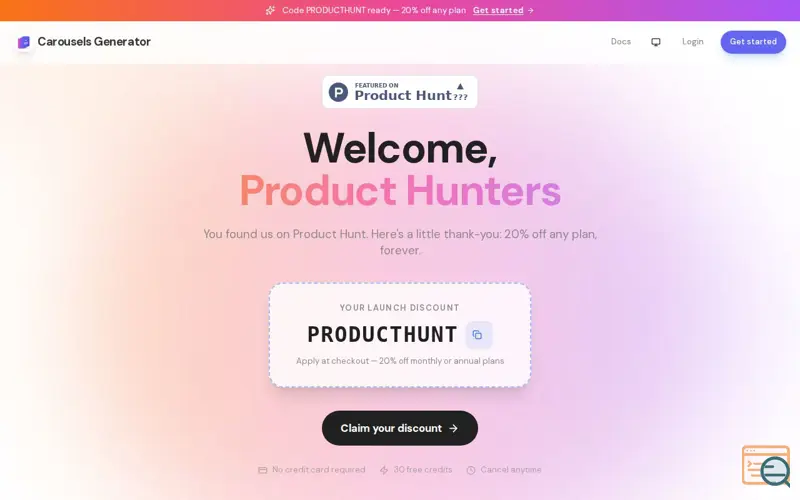 Screenshot of Carousels Generator