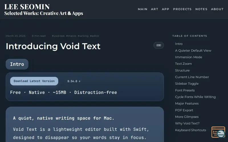 Screenshot of Void Text