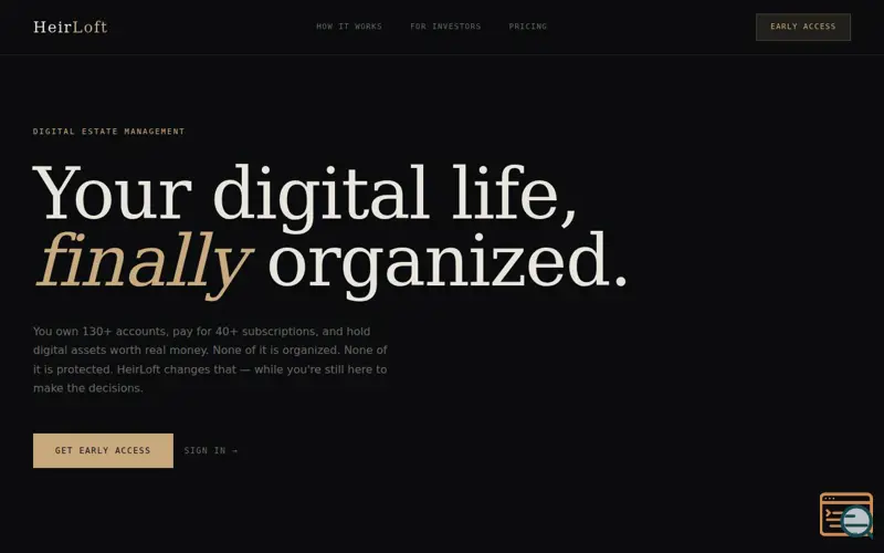 Screenshot of HeirLoft