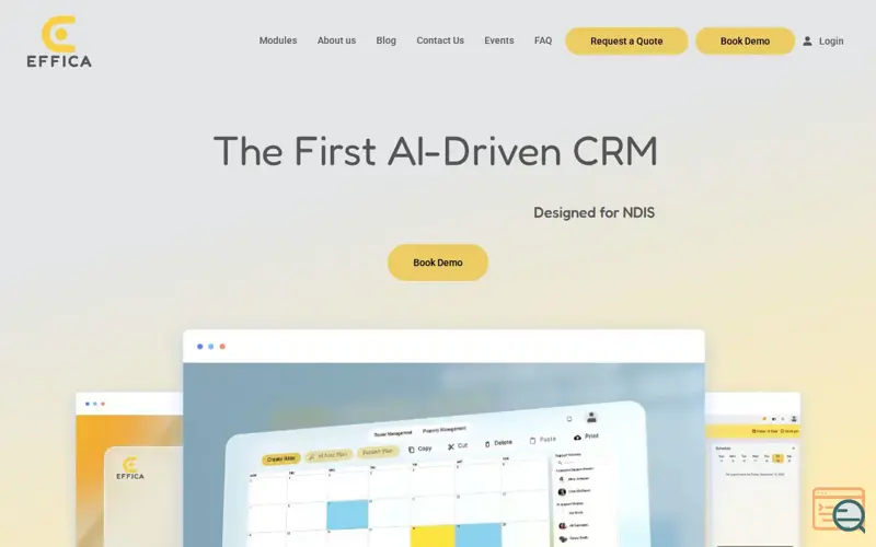 Screenshot of Effica AI-Driven CRM Designed for NDIS