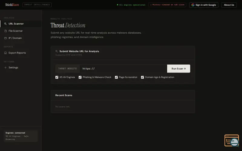 Screenshot of ShieldScan