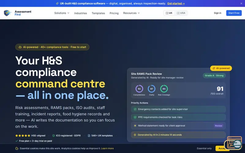 Screenshot of Assessment First