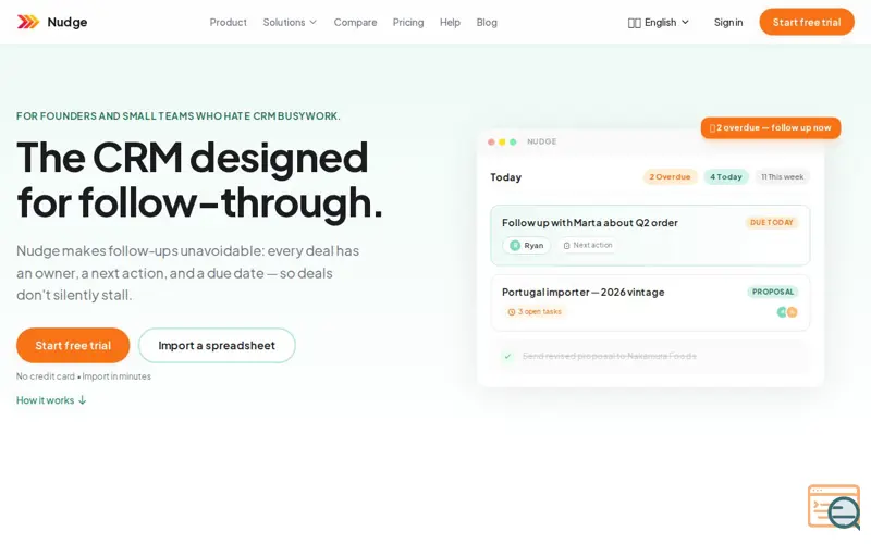 Screenshot of Nudge CRM