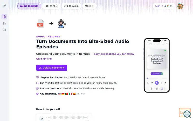 Screenshot of ListenDock