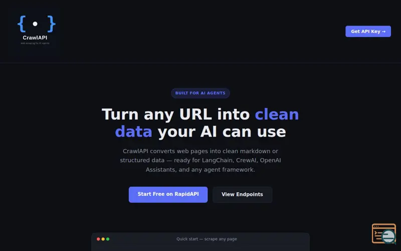 Screenshot of CrawlAPI