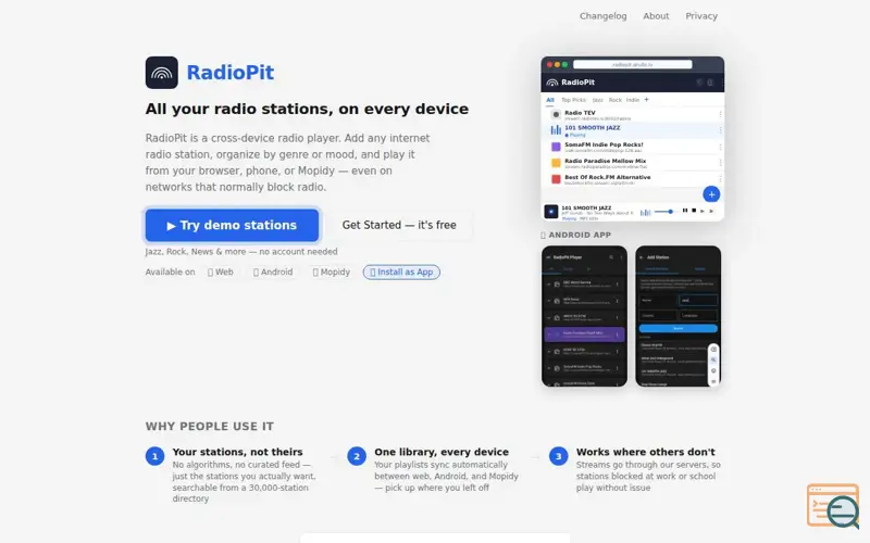 Screenshot of RadioPit