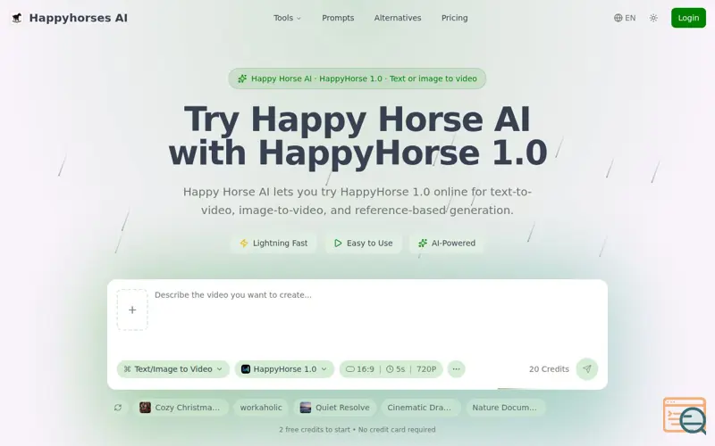 Screenshot of HappyHorses 1.0 — AI Video Generator