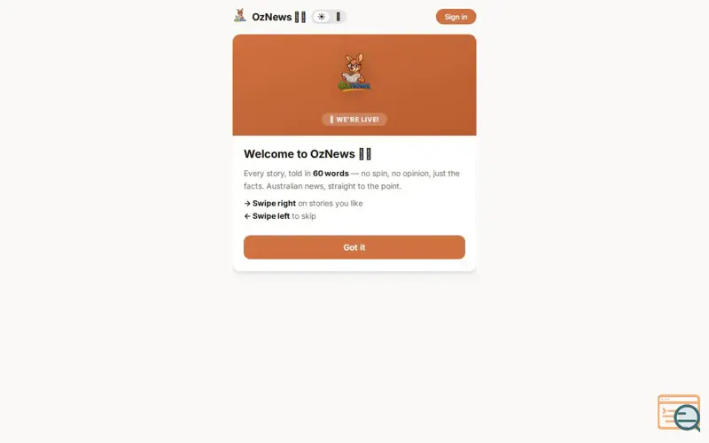 Screenshot of OzNews