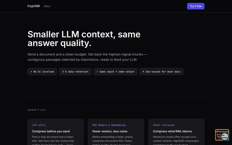 Screenshot of HighSNR