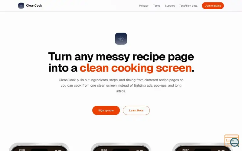 Screenshot of CleanCook