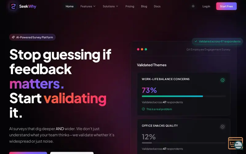 Screenshot of SeekWhy