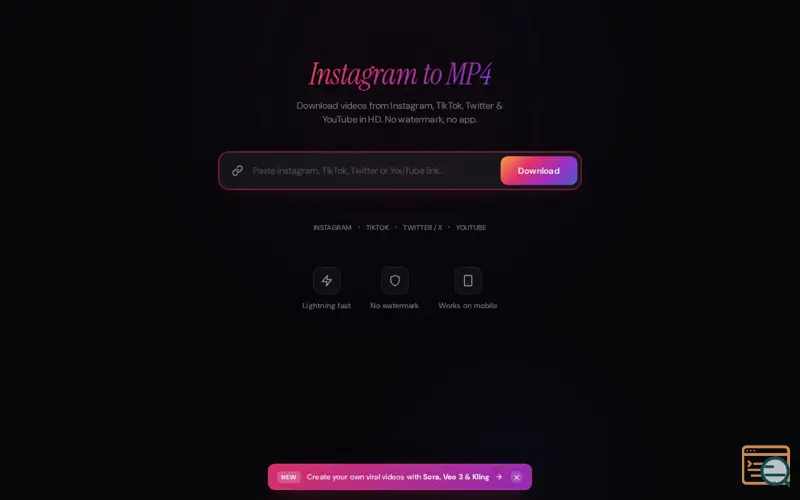 Screenshot of Instagram to MP4