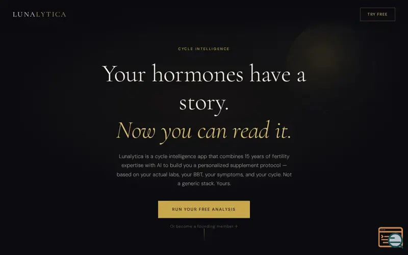 Screenshot of Lunalytica — Cycle Intelligence