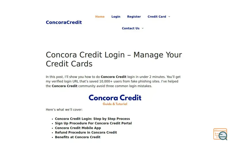 Screenshot of Concora Credit