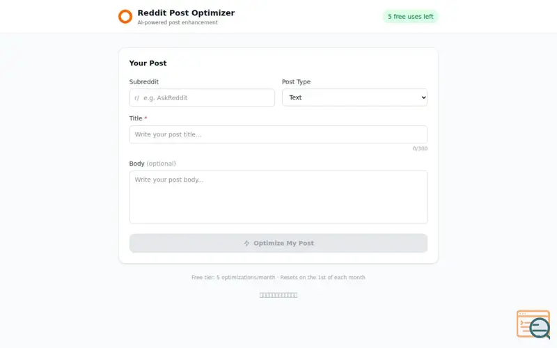 Screenshot of Reddit Post Optimizer